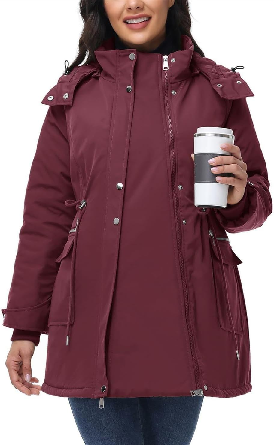 Generisch 3 In 1 Umstandsjacke Tragejacke mit Babyeinsatz Wintermantel Trageeinsatz Jacke Jackenerwe