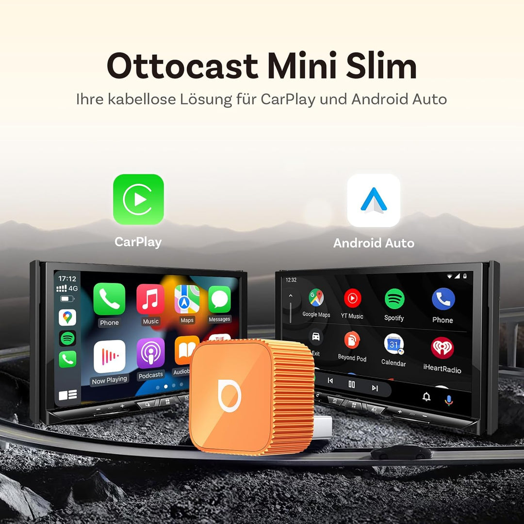 (2026 Aktualisiert) OTTOCAST Kabelloser CarPlay & Android Auto Adapter 2-in-1, Ottocast Mini Slim fü