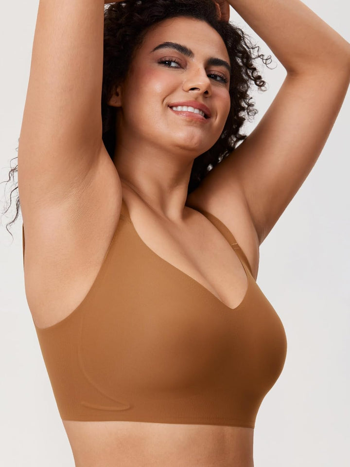Meliwoo Damen Nahtloser BH ohne Bügel Invisible Gepolstert Entlastungs Bralette 70A Chipmunk, 70A Ch