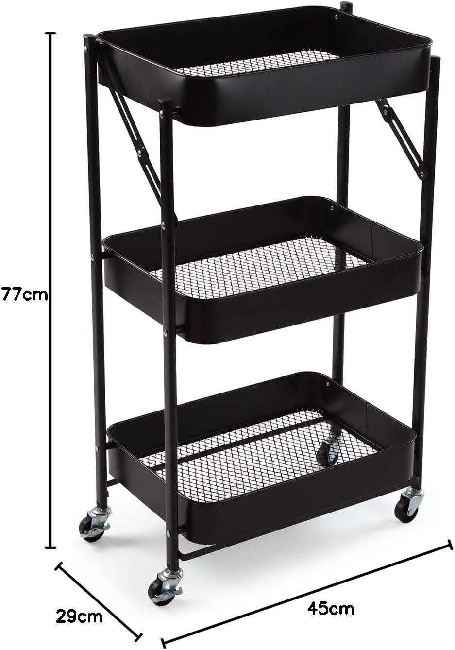 Versa Klappbarer Küchenwagen im Versa-Stil, Masse (H x L x B) 77 x 45 x 29 cm, Schwarz, Schwarz