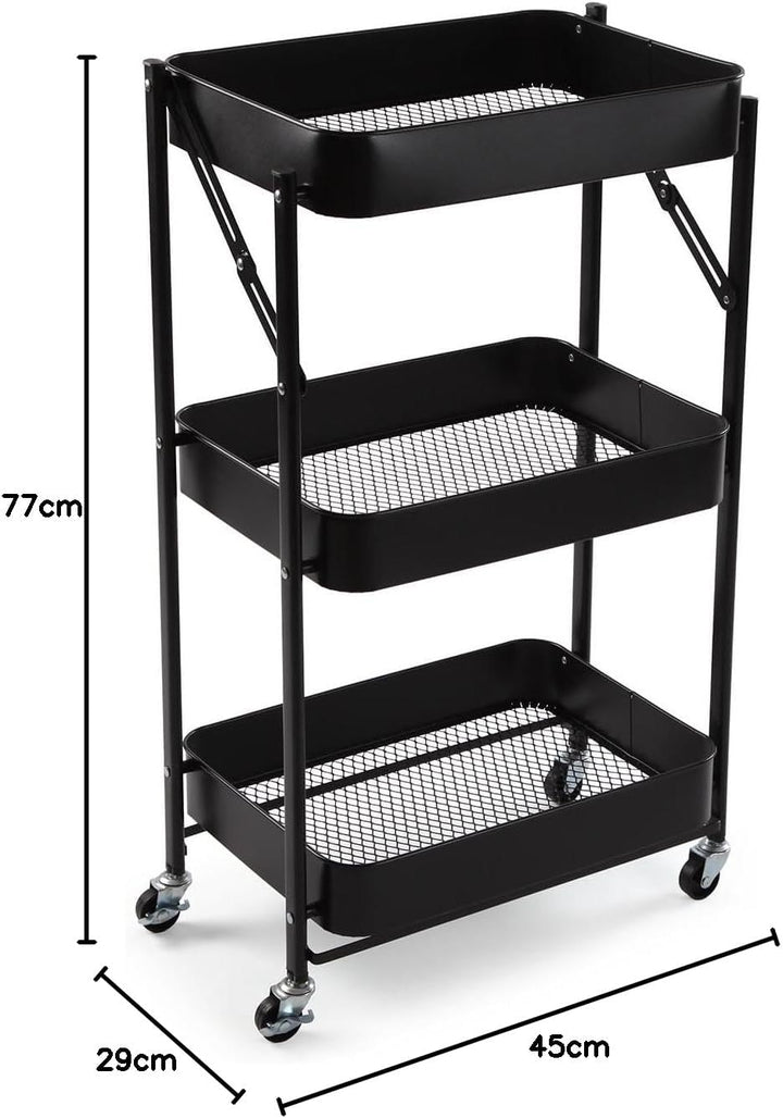Versa Klappbarer Küchenwagen im Versa-Stil, Masse (H x L x B) 77 x 45 x 29 cm, Schwarz, Schwarz