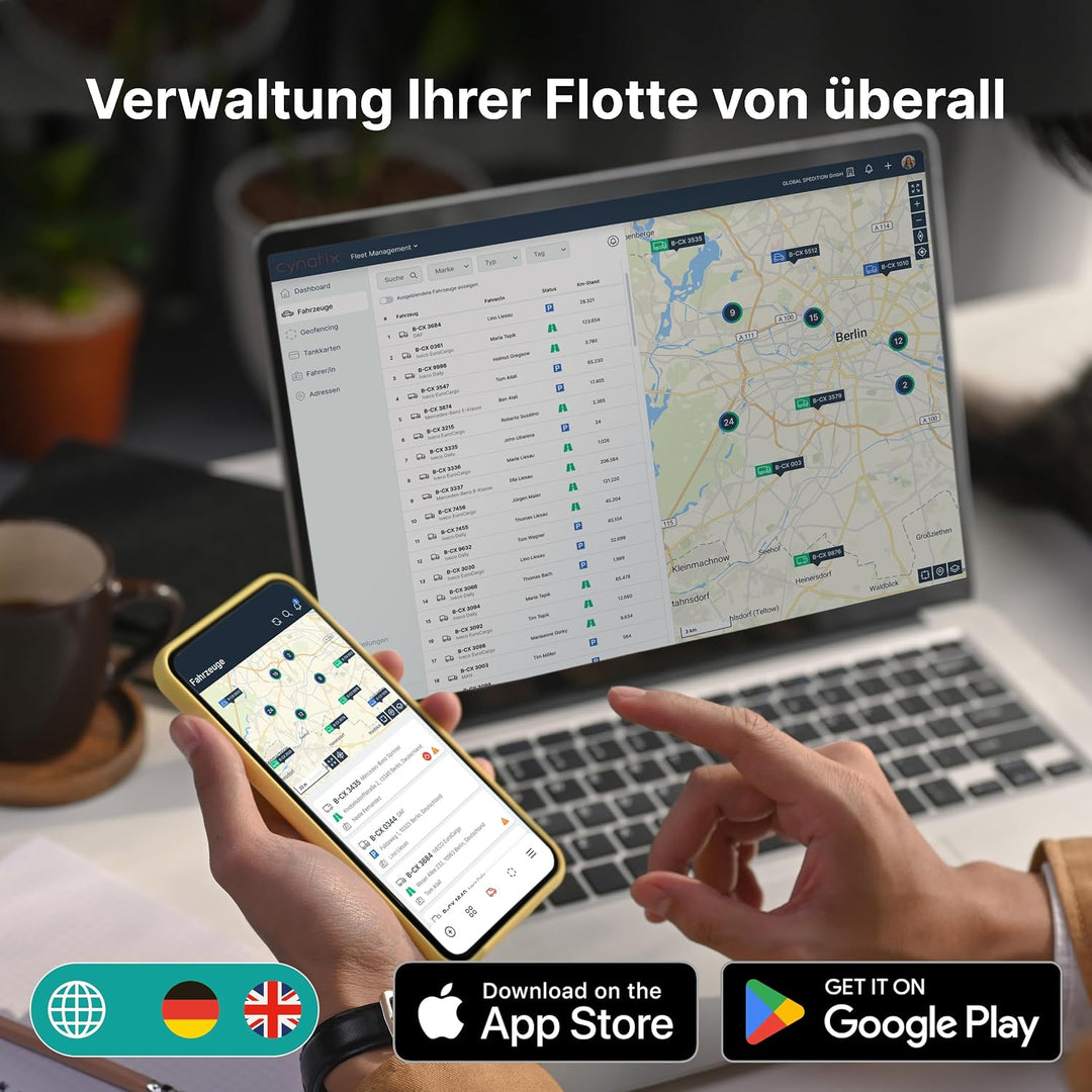 Cynatix GPS Tracker 1-Jahres-Komplettpaket ohne ABO für Auto, LKW, Transporter, Wohnmobil mit Echtze