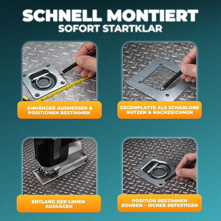 Anhänger Zurrösen mit Gegenplatten (2 bis 10 Stück) | Hochwertig Verarbeitet | Zurrmulden mit Einer