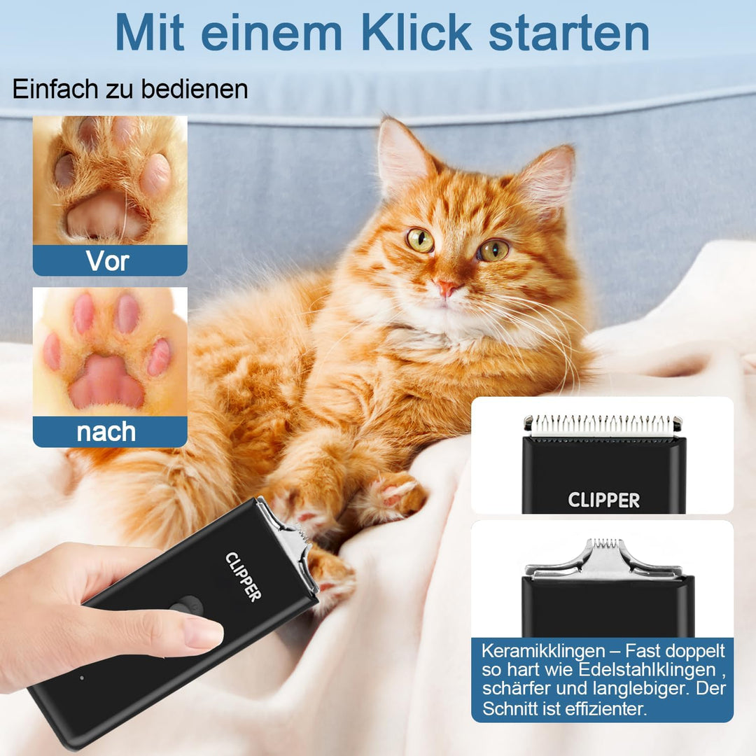 Mucek Pfotentrimmer für hunde, 2-in-1 Hundeschermaschine, Hundepfoten Trimmer mit 2 Multifunktions-S