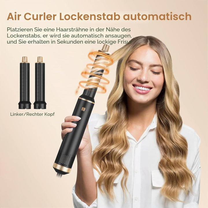 UKLISS 5 in 1 Hairstyler, Airstyler Airbrush Pro 1000w, Föhnbürste Haarstyler, Lockenstab mit Luft L