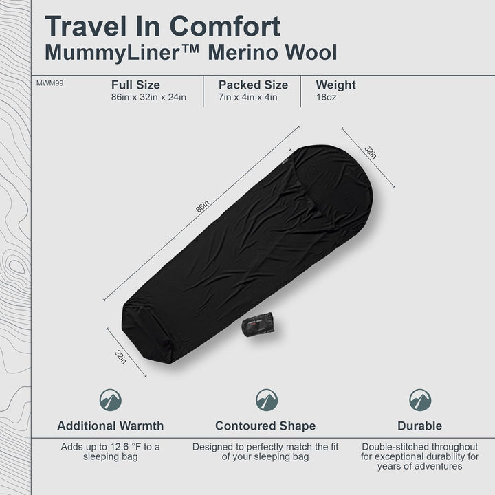 Cocoon Merinoschlafsack Mummy Liner - Merinowolle
