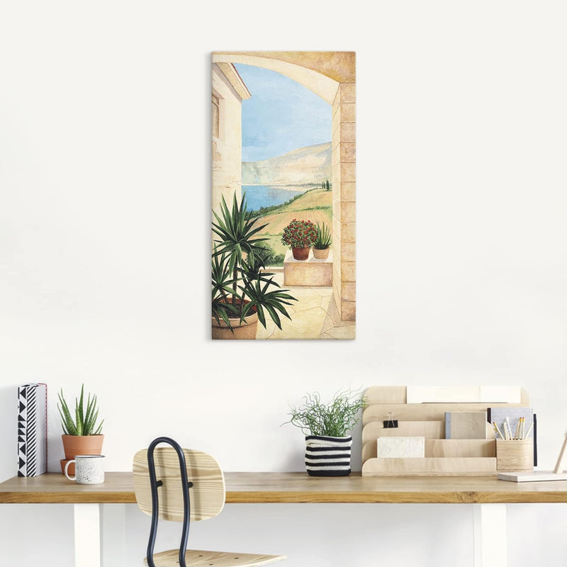 ARTland Leinwandbilder Wandbild Bild auf Leinwand 30 x 60 cm Landschaften Fensterblick Italien Maler