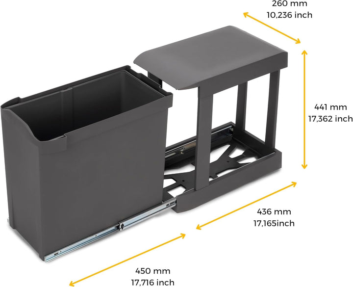 Emuca - Recyclingbehälter für Küche, 1 x 30 Liter, Unterseitigbefeistigung und automatische Extrakti