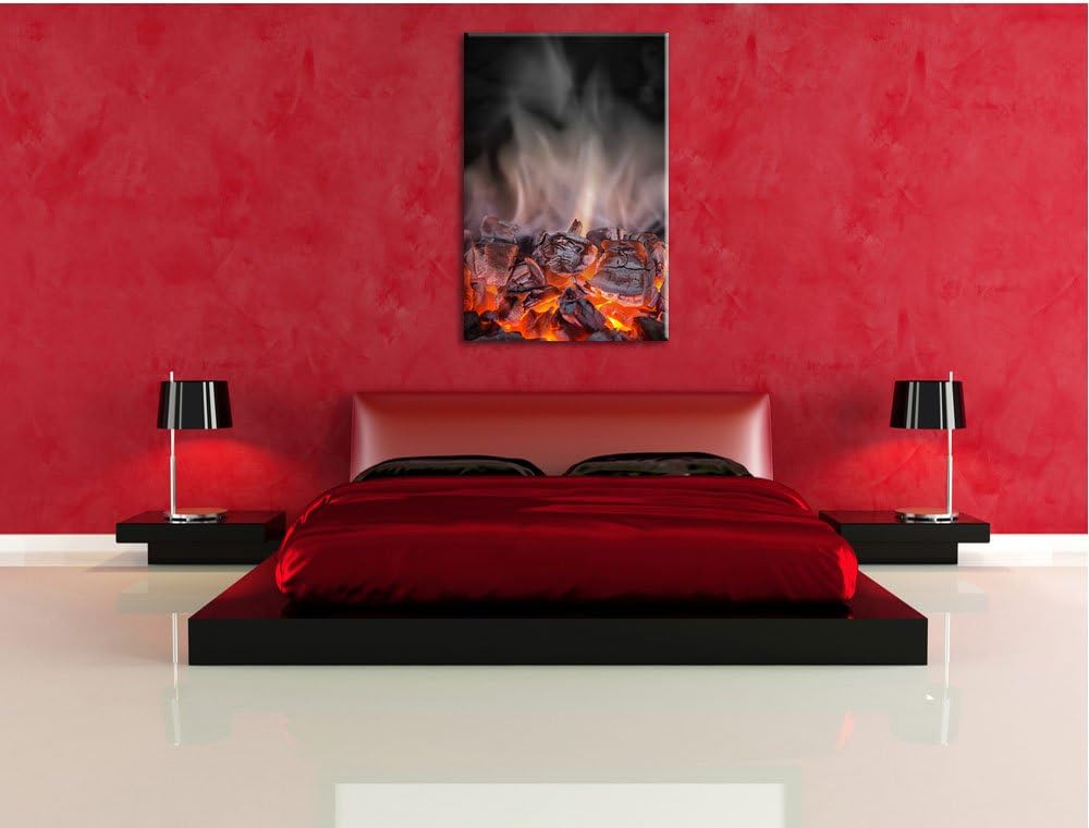 Pixxprint Loderndes Feuer als Leinwandbild/Grösse: 100x70 / Wandbild/Kunstdruck/fertig bespannt, 100
