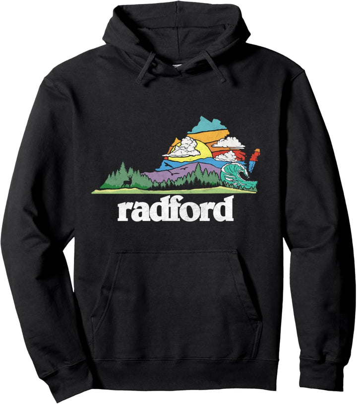 Radford Virginia Outdoors & Nature Lover Retro 80s Graphic Pullover Hoodie