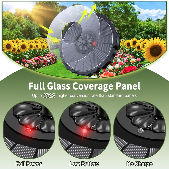 SZMP Solar Springbrunnen mit Batterieanzeige & 2000mAh, 3.5W Solar Teichpumpe 2026 Upgrade, Arbeiten