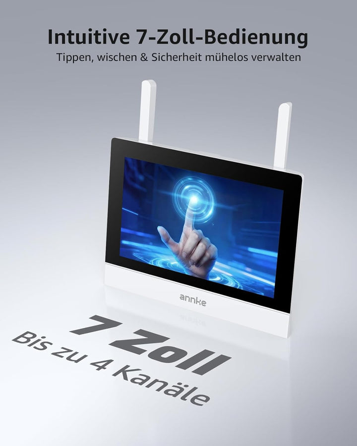 ANNKE 3MP Funk Überwachungskamera Set mit 10.1 Zoll Monitor, 4CH 5MP NVR und 4 IP Kameras Aussen mit
