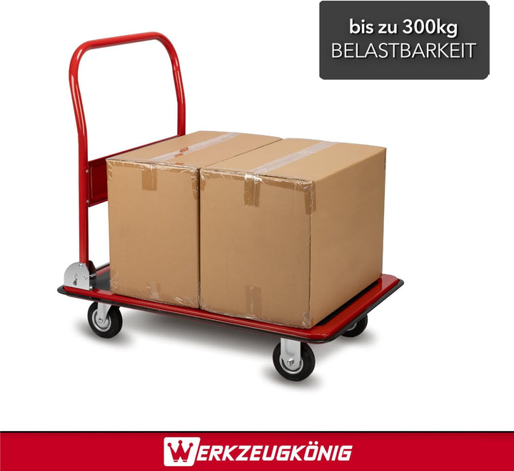 Plattformwagen 300kg Traglast - Transportwagen klappbar - Anti-Rutsch Ladefläche - Vollgummirollen -