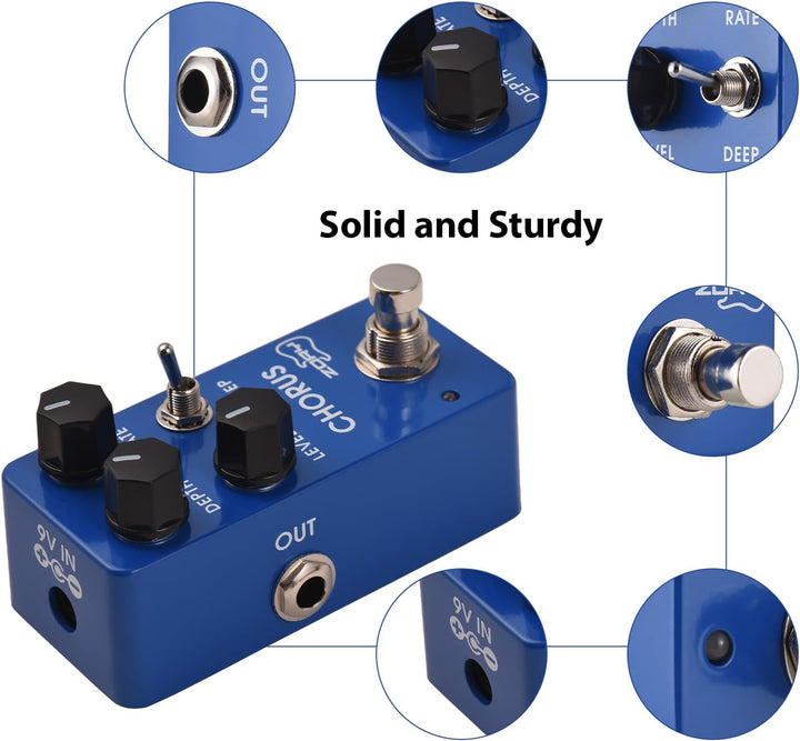 Zory Gitarre Analog Chorus Effekte Pedal Authentischer Vintage -Ton vielseitiger Kontrollsteuerungen