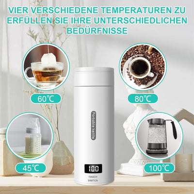 Reise Wasserkocher Klein, Elektrische Wassertasse,220V 300W Schnellkoch-Teekanne-Heizbecher mit Temp