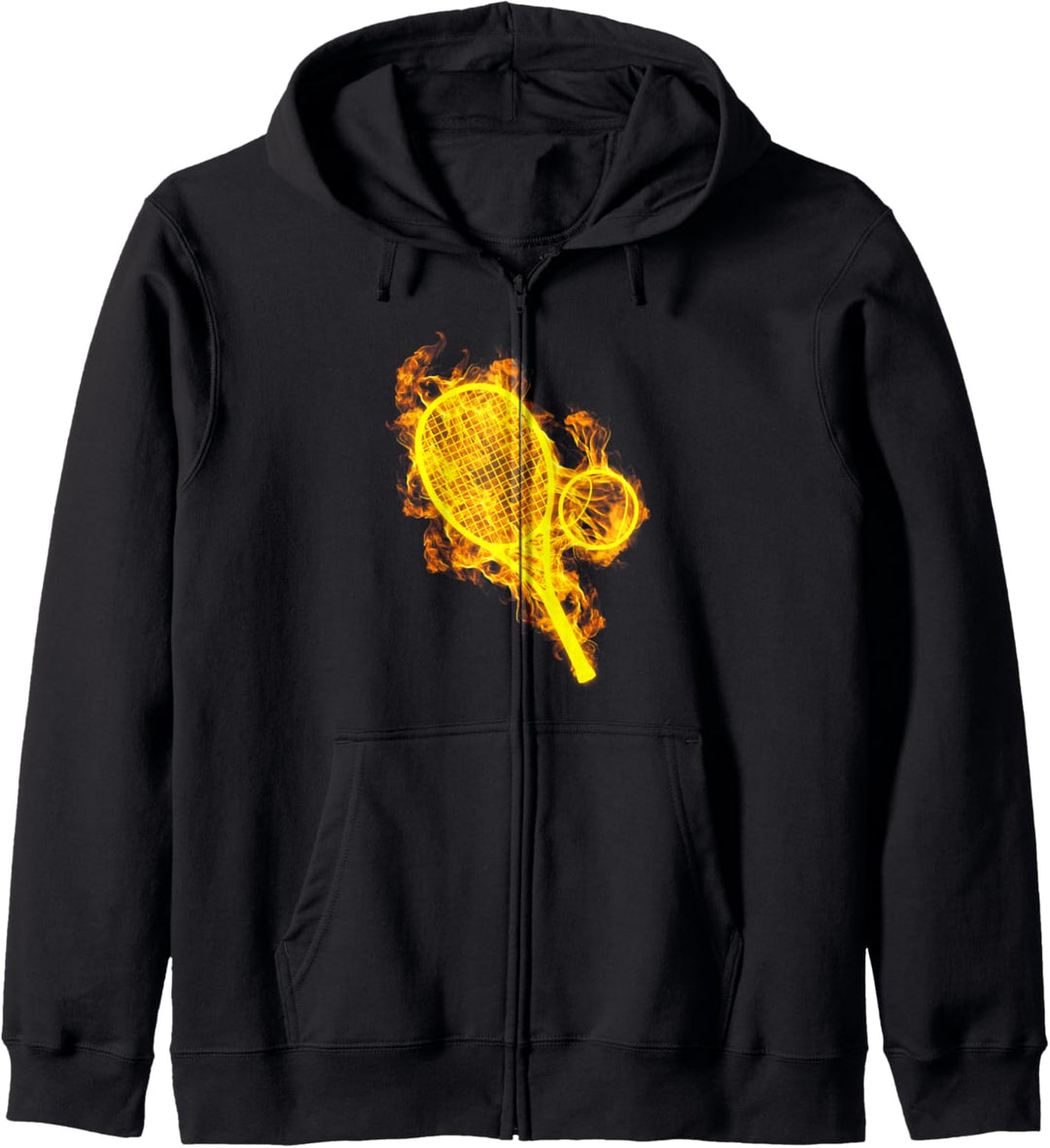 Feuer Tennisschläger Und Ball Flammende Tennis Spieler Kapuzenjacke
