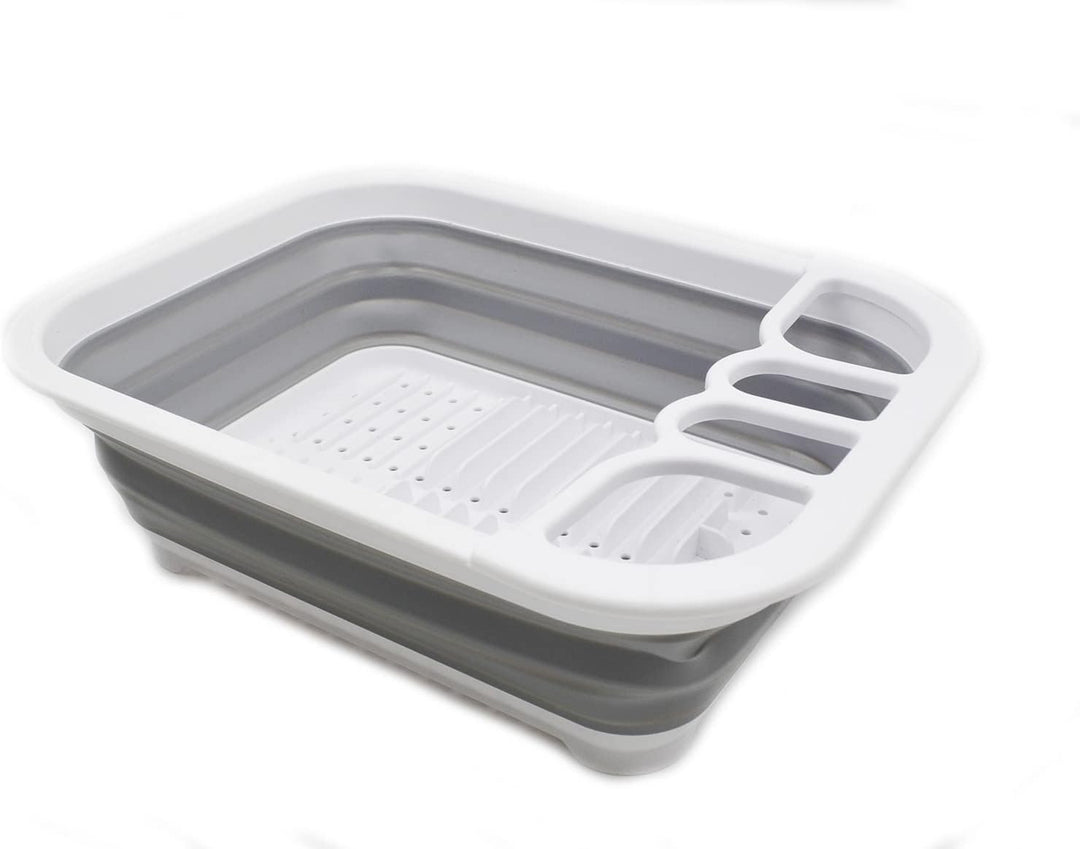 SAMMART 7.5L Collapsible Dish Drainer - Foldable Drying Rack Set - Portable Dinnerware Organizer - S