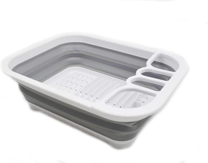 SAMMART 7.5L Collapsible Dish Drainer - Foldable Drying Rack Set - Portable Dinnerware Organizer - S