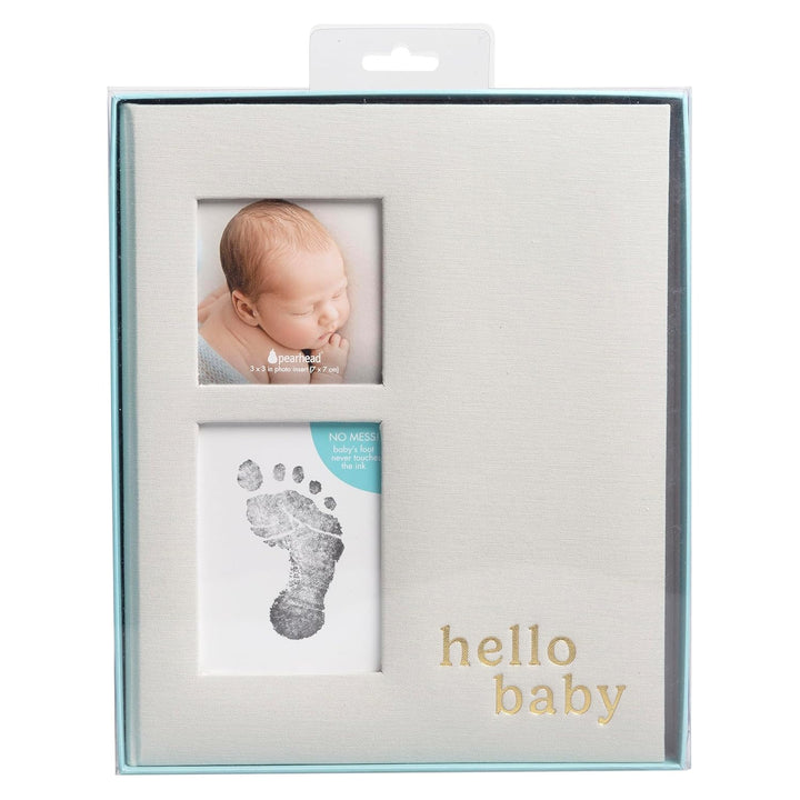 Pearhead Linen Memory Book for Baby Boy or Girl, First 5 Years, Monthly Milestone Scrapbook and Phot