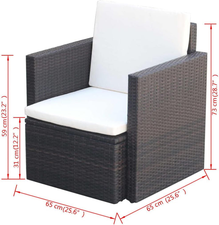 vidaXL Gartenstuhl mit Auflagen Kissen Stuhl Gartensessel Sessel Gartenmöbel Sofa Einzelsofa Lounge