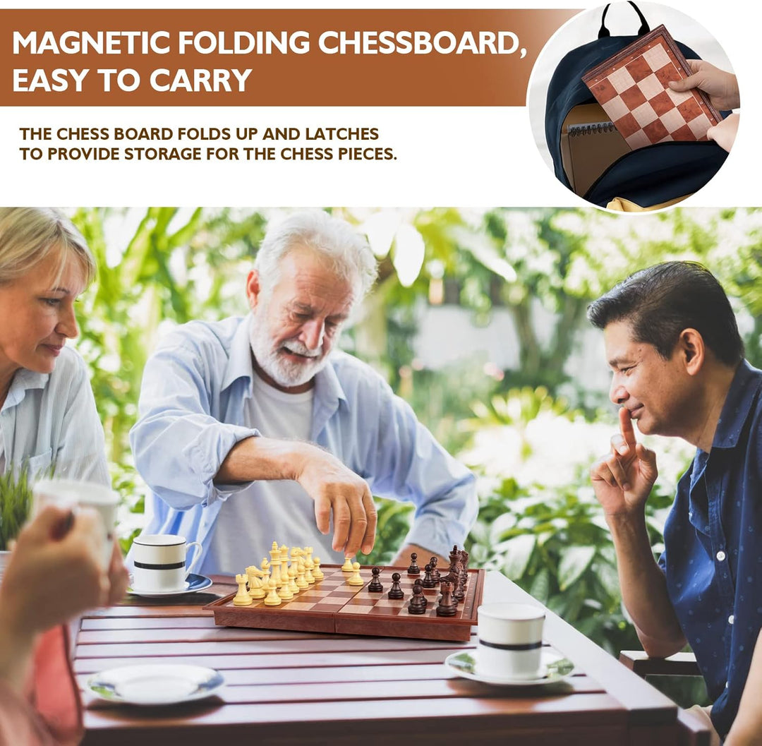 Peradix 2 in 1 Magnetisch Schachspiel für Kinder,Magnet Schachbrett&Dame, Klappbar Schach Reiseschac