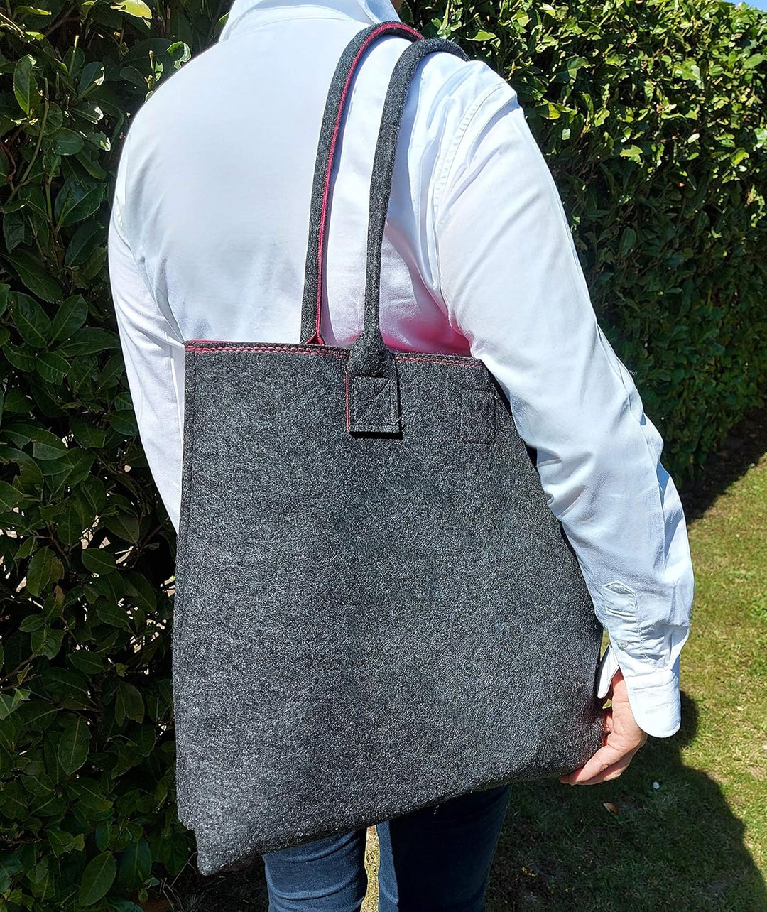 Shopping-Bag aus Filz, grosse verschliessbare Einkaufs-Tasche mit Henkel, Einkaufskorb, Handtasche g