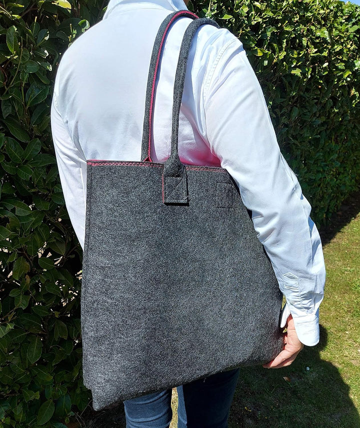 Shopping-Bag aus Filz, grosse verschliessbare Einkaufs-Tasche mit Henkel, Einkaufskorb, Handtasche g