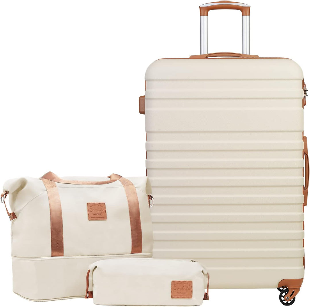 COOLIFE Koffer Trolley Koffer Reisekoffer von ABS Hartschalen Trolley 4 Rollen TSA-Schloss Der Koffe