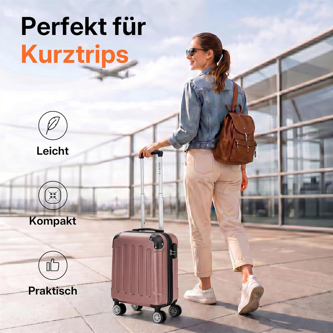 BEIBYE Handgepäck Koffer 45x36x20 cm – Untersitzkoffer für EasyJet, kleines Kabinengepäck aus ABS, R