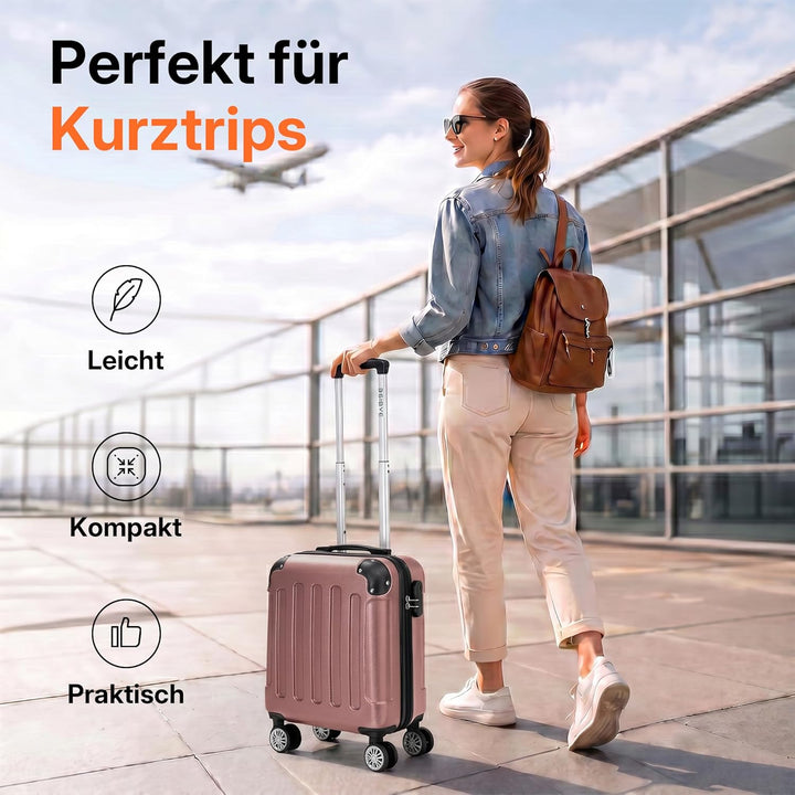 BEIBYE Handgepäck Koffer 45x36x20 cm – Untersitzkoffer für EasyJet, kleines Kabinengepäck aus ABS, R