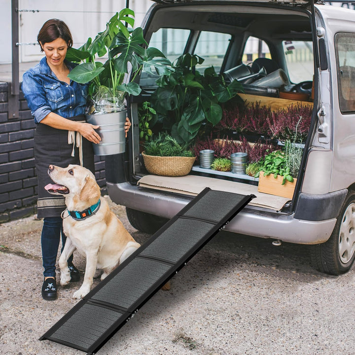 NAIZY Hunderampe Klappbare, 157 cm Hunde Ramp Hundetreppe mit Rutschfester Stoff &amp; Griff Haustierram