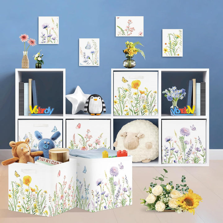 30cm Aufbewahrungsbox 3 Stück Wilde Blume Aufbewahrungskorb Kinder Falt Garten Schmetterling mit Gri