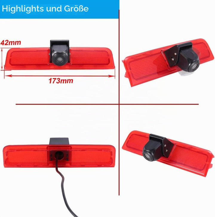 Rückfahrkamera Transporter mit Bremslicht Bremsleuchte, HD Nachtsicht Auto Rückfahrkamera für VW Cad