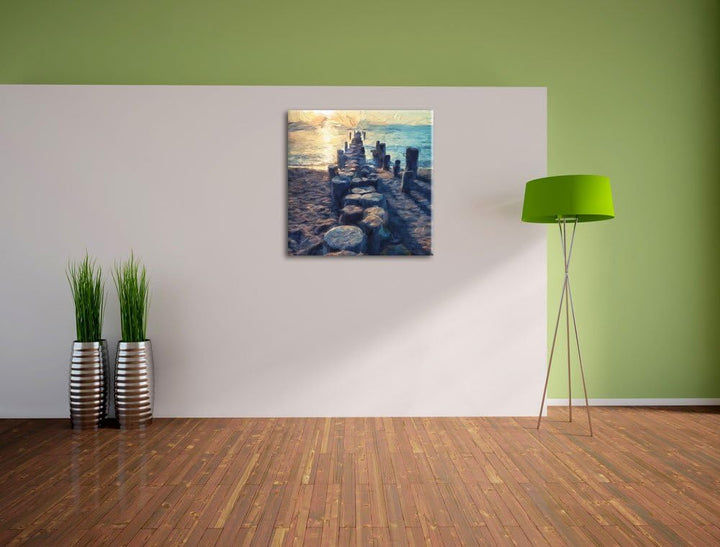 einzigartige Baumstümpfe, Format: 70x70 auf Leinwand, XXL riesige Bilder fertig gerahmt mit Keilrahm