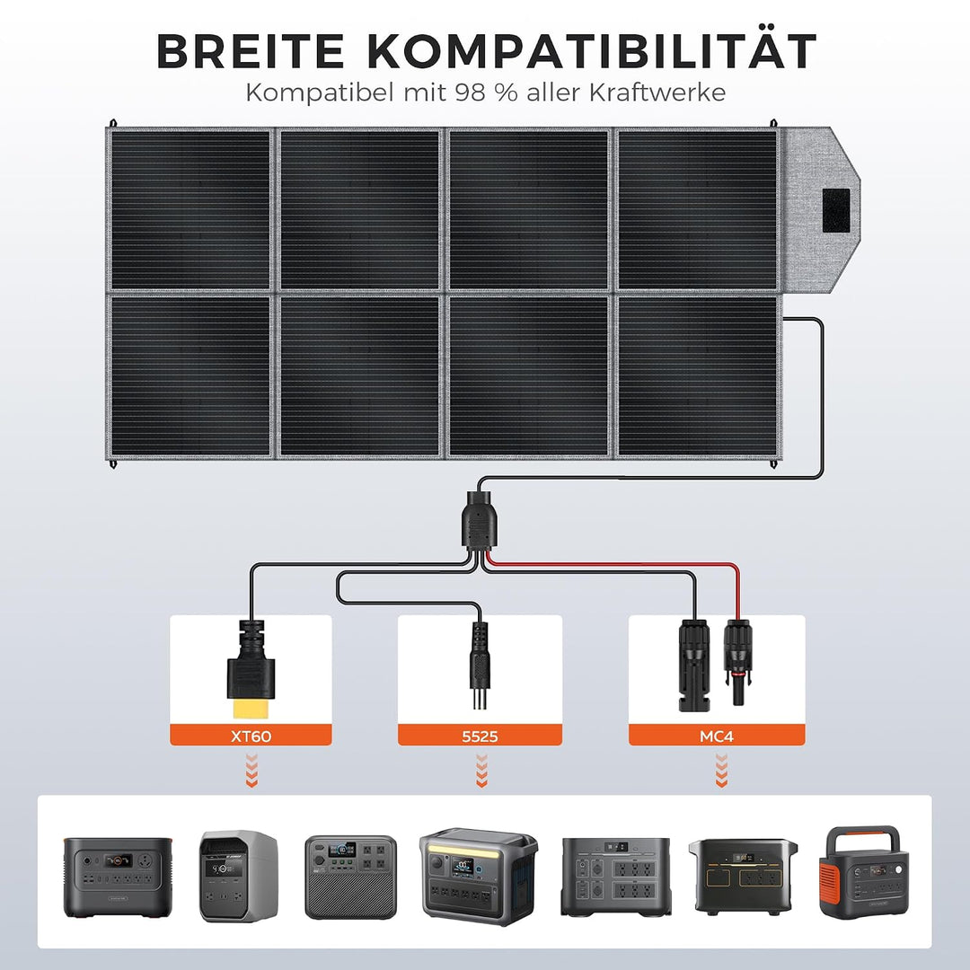 400W Faltbares Solarpanel Monokristallin mit Ständer, 23,5% Wirkungsgrad &amp; wasserdicht, Faltbares So