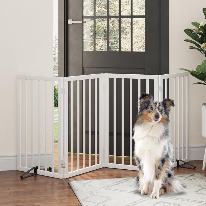 Hundegitter, hohe, freistehende Hundegitter für Türen, 4 Paneele (weiss) Weiss 4 Panel - 74"Wide 32"