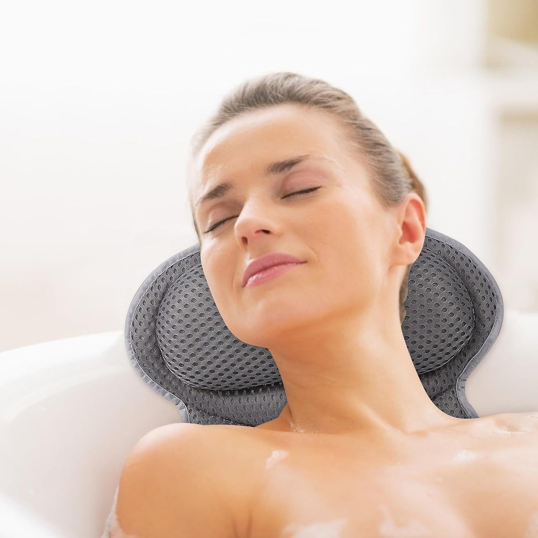 Badewannenkissen mit 6 Saugnäpfen, 4d Netzstoff, Polyester
