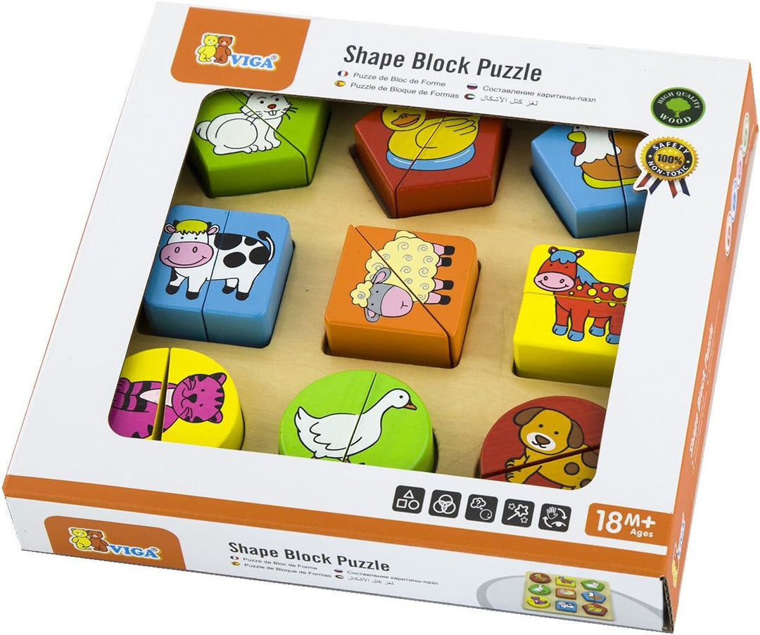 Viga Toys - Holz- Formenpuzzle - Bauernhoftiere