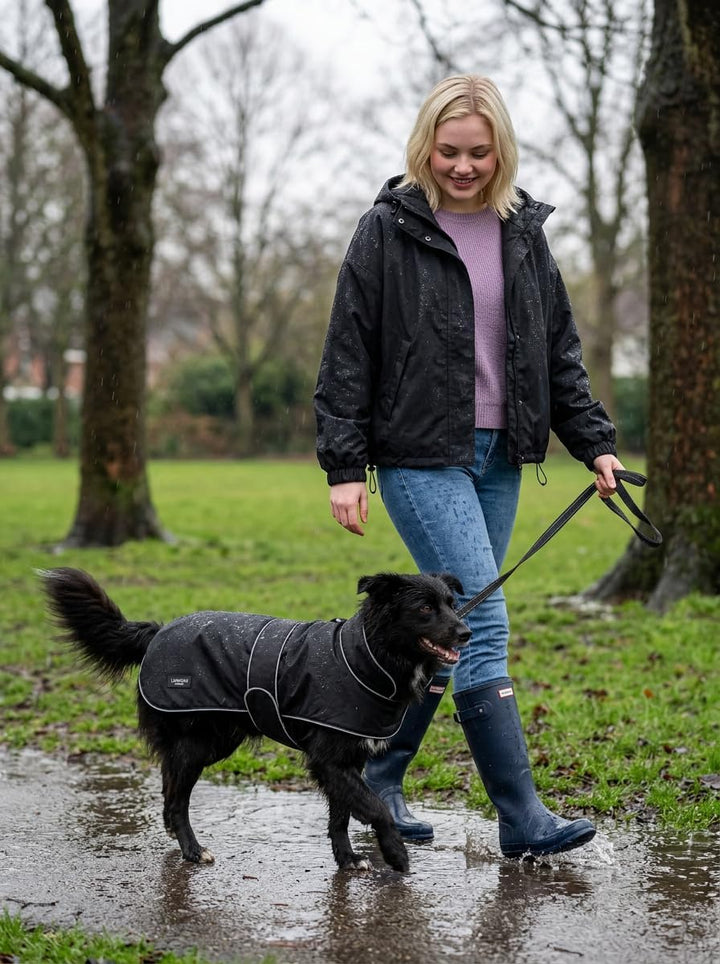 Larkson Hundemantel Schwarz - Jonte - Regenmantel für Kleine & Mittelgrosse Hunde - 10000 mm Wassers