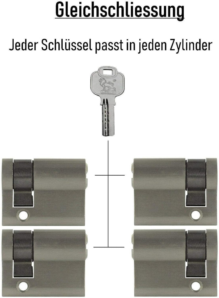 4x Halbzylinder 40 mm 30/10 gleichschliessend inkl. 20 Schlüssel