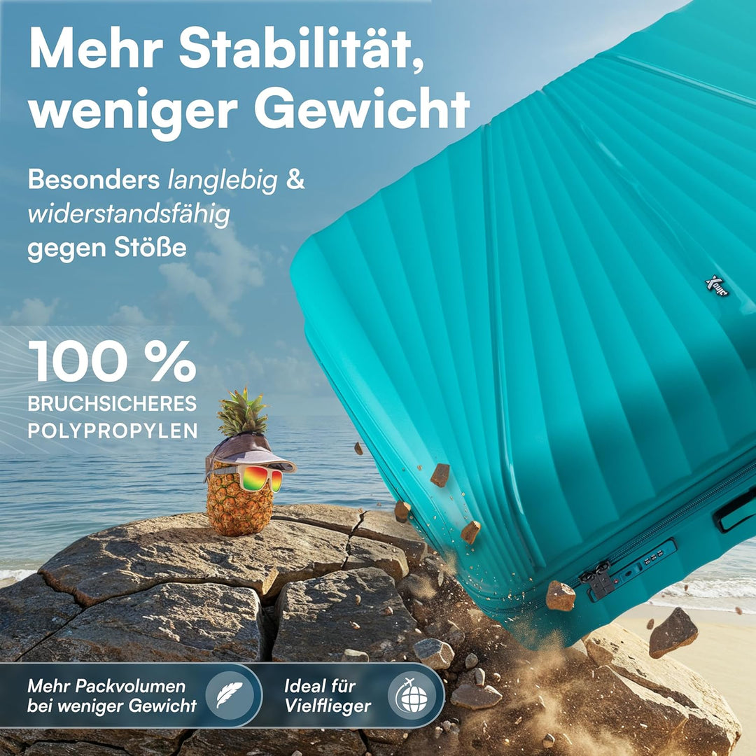 Xonic® Hartschalenkoffer Serie aus Polypropylen mit 360° Doppelrollen & TSA-Schloss – Reisekoffer in
