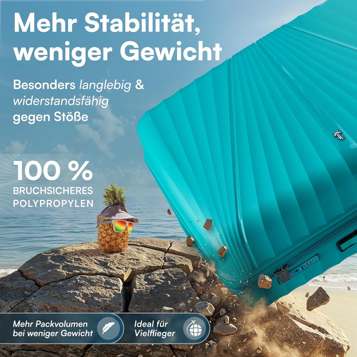 Xonic® Hartschalenkoffer Serie aus Polypropylen mit 360° Doppelrollen & TSA-Schloss – Reisekoffer in