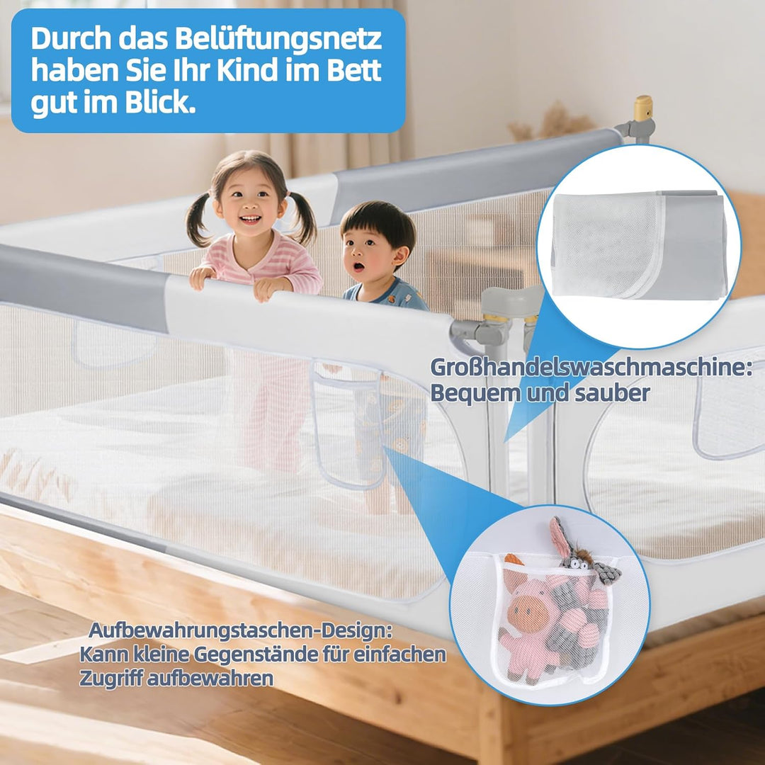 1 Stück 200cm Bettschutzgitter Bett Rausfallschutz Kinder Klappbar Rausfallschutz 30 Fach Höhenverst