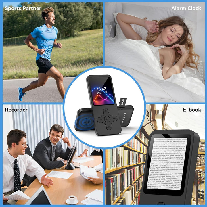 Gueray MP3 Player Bluetooth mit 64GB TF-Karte MP3 Players mit Lautsprecher Unterstützt FM-Radio Reko