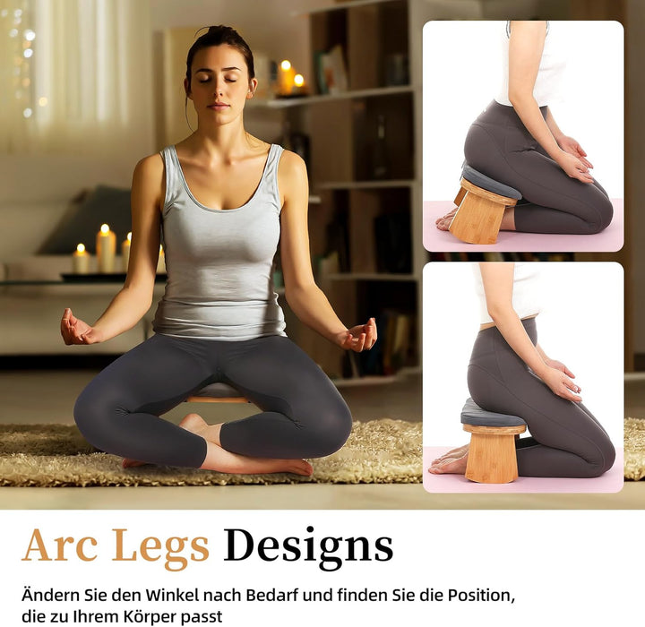 TYYIHUA Meditationsbank, klappbarer Meditationsstuhl, Bambus-Meditationshocker mit Anti-Rutsch-Matte