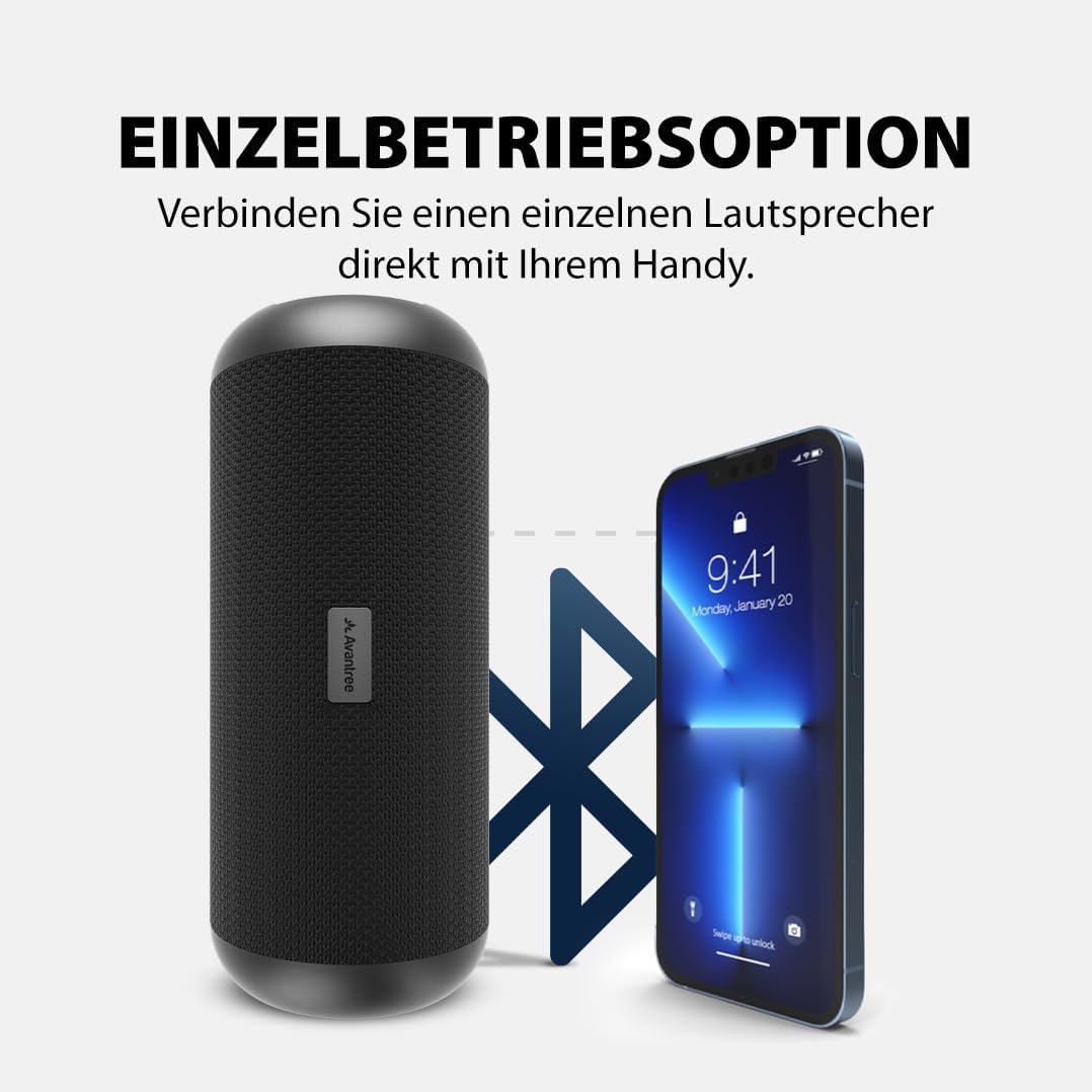 Avantree Harmony 2 - Multiroom Lautsprecher System, Kabelloses Stereo-Set mit Bluetooth- und Kabel-E