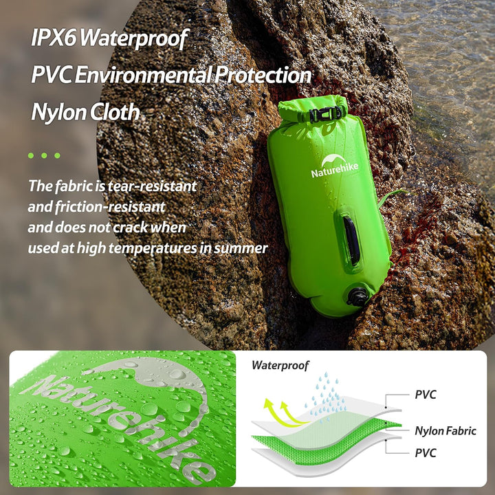 Naturehike 18L Schwimmboje Zwei Airbags Swim Boje Trockensack wasserdichte Strandtasche mit Verstell
