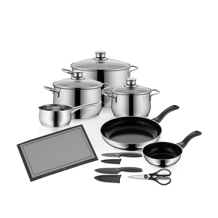 WMF Diadem Plus Topfset Induktion 10-teilig, Kochtopf Set mit Glasdeckel, Cromargan Edelstahl polier