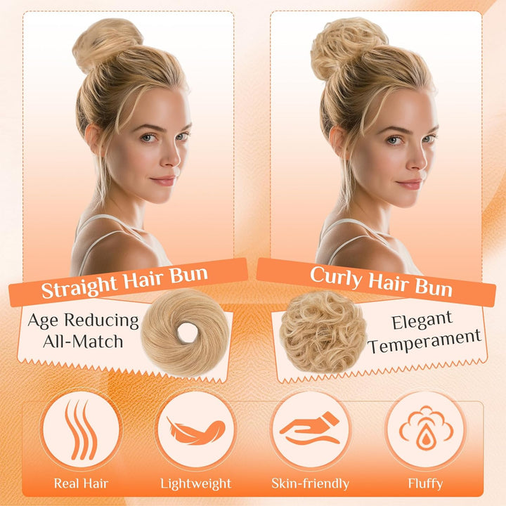 Benehair Echthaar Scrunchies Hochsteckfrisur, Echthaar Haargummi Hochsteckfrisuren, 25g Echte Haare