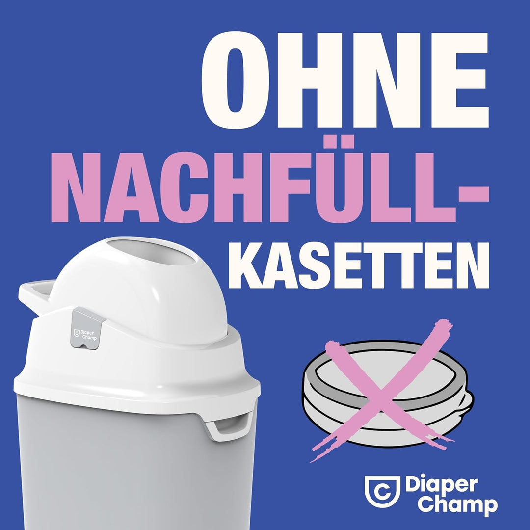 DIAPER CHAMP ONE MAXI Windeleimer - geruchsdicht - OHNE Nachfüllkassetten - funktioniert mit normale